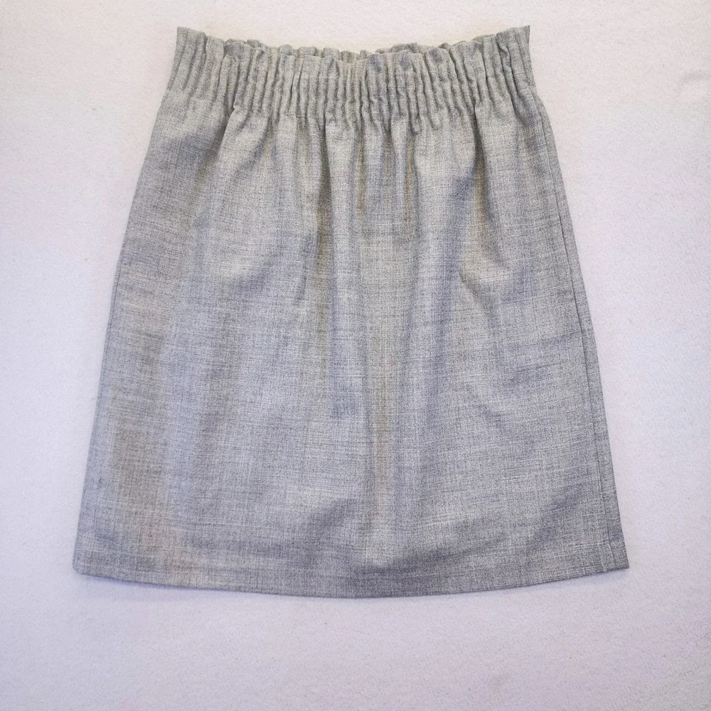 J Crew Gray Pleated Midi Skirt Accordion High Waist Elastic Career Casual Size 0